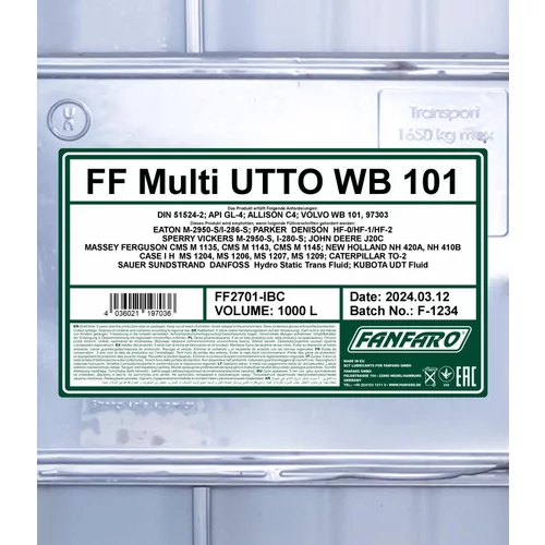 Motorový olej SCT - MANNOL FF2701-IBC (SCT Mannol) - obr. 1