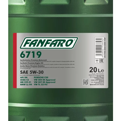 Motorový olej FANFARO 5W-30 VOLKSWAGEN C3 DPF 20L (SCT Mannol) - obr. 1