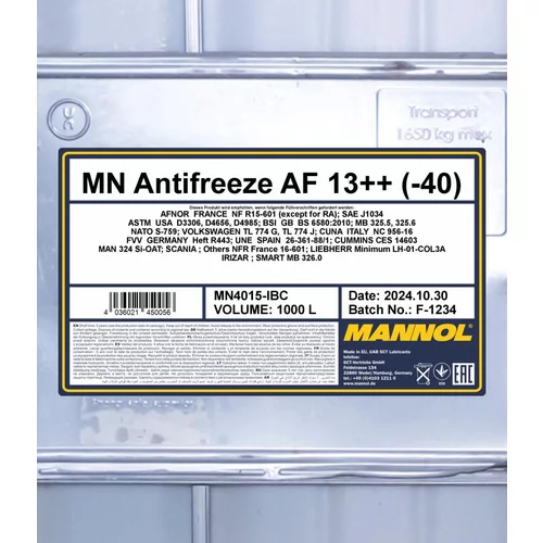 Nemrznúca kvapalina SCT - MANNOL MN4015-IBC 1000L (SCT Mannol) - obr. 1