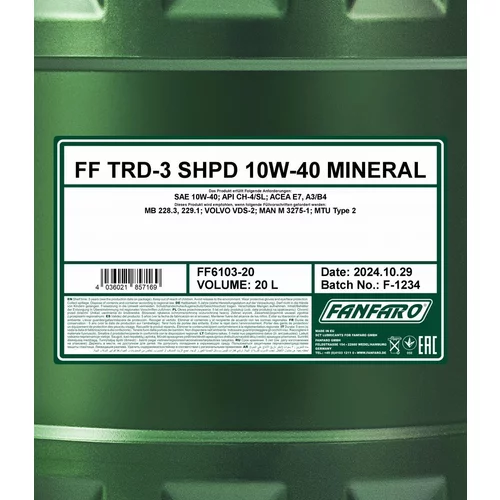 Motorový olej SCT - MANNOL FF6103-20 (SCT Mannol) - obr. 1