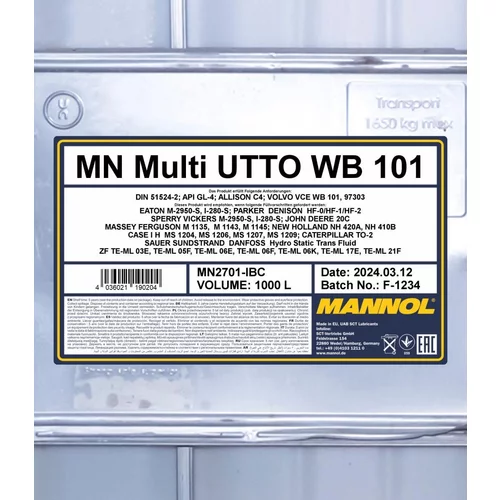 Motorový olej SCT - MANNOL MN2701-IBC (SCT Mannol) - obr. 1