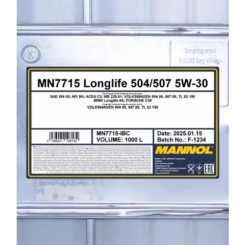 Motorový olej SCT - MANNOL MN7715-IBC (SCT Mannol) - obr. 1