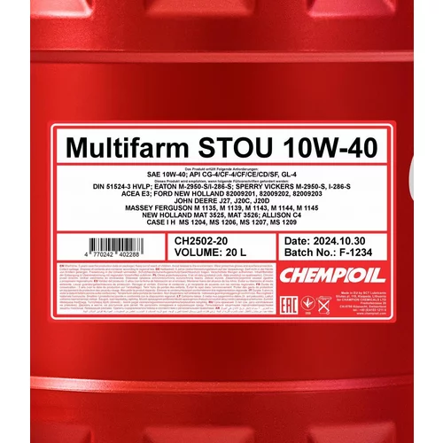 Motorový olej SCT - MANNOL CH2502-20 (SCT Mannol) - obr. 1