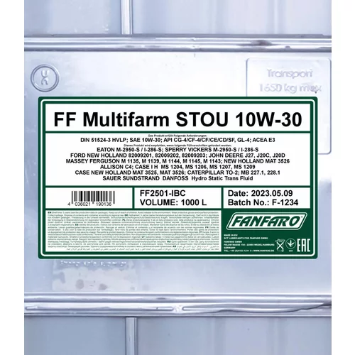 Motorový olej SCT - MANNOL FF2501-IBC (SCT Mannol) - obr. 1
