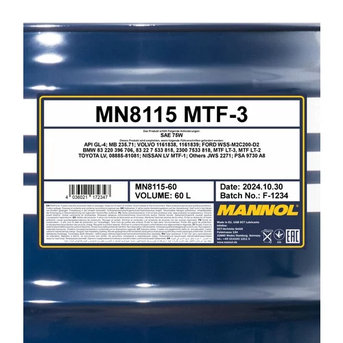 Olej do prevodovky SCT - MANNOL MN8115-60 (SCT Mannol) - obr. 1