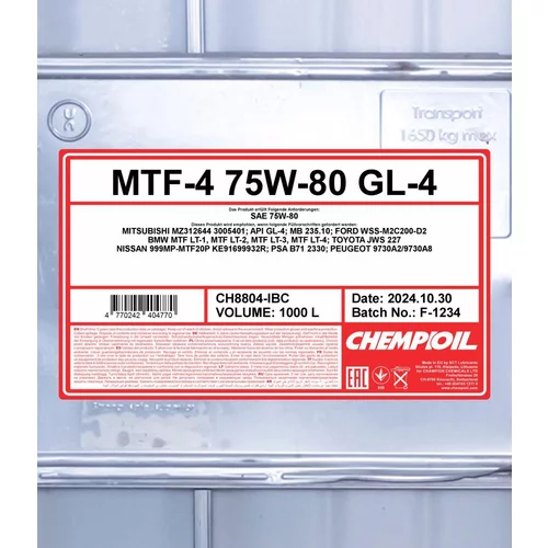 Olej do prevodovky SCT - MANNOL CH8804-IBC (SCT Mannol) - obr. 1