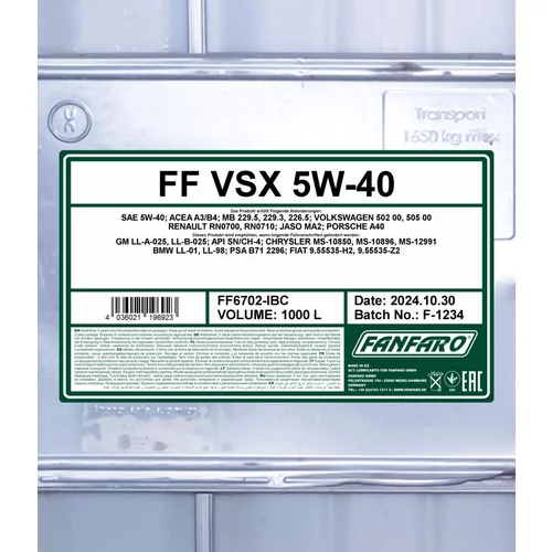 Motorový olej SCT - MANNOL FF6702-IBC (SCT Mannol) - obr. 1