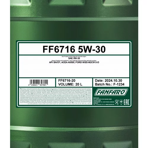 Motorový olej SCT - MANNOL FF6716-20 (SCT Mannol) - obr. 1