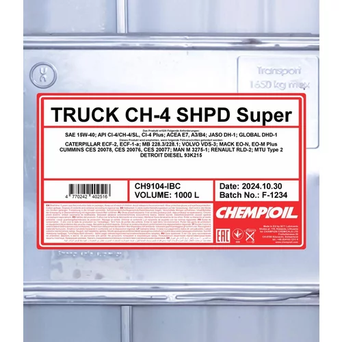 Motorový olej SCT - MANNOL CH9104-IBC (SCT Mannol) - obr. 1