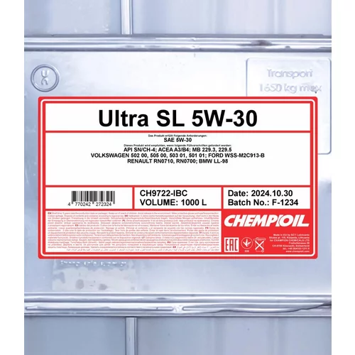 Motorový olej SCT - MANNOL CH9722-IBC (SCT Mannol) - obr. 1