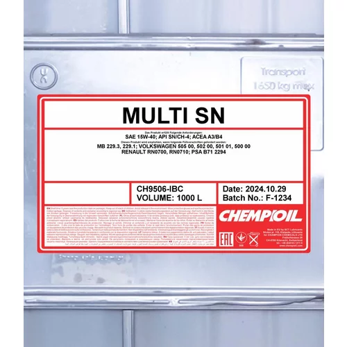 Motorový olej SCT - MANNOL CH9506-IBC (SCT Mannol) - obr. 1