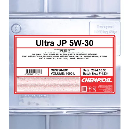 Motorový olej SCT - MANNOL CH9720-IBC (SCT Mannol) - obr. 1