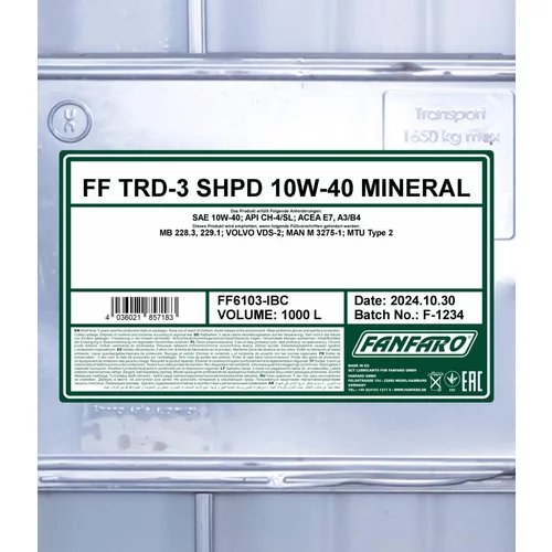 Motorový olej SCT - MANNOL FF6103-IBC (SCT Mannol) - obr. 1