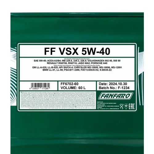 Motorový olej SCT - MANNOL FF6702-60 (SCT Mannol) - obr. 1
