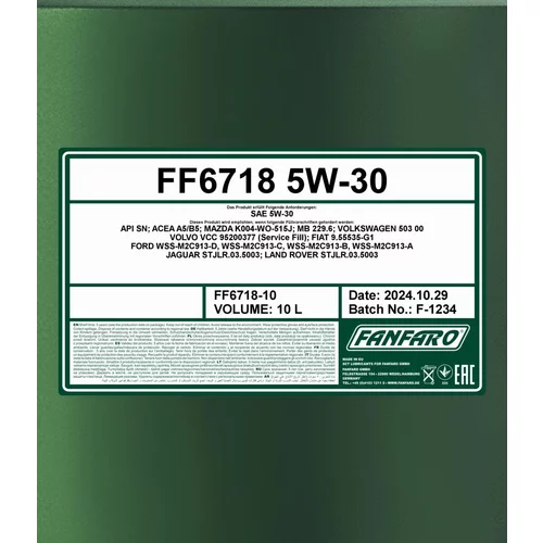 Motorový olej SCT - MANNOL FF6718-10 (SCT Mannol) - obr. 1