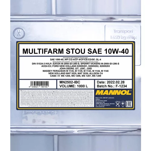 Motorový olej SCT - MANNOL MN2502-IBC (SCT Mannol) - obr. 1