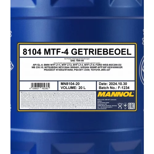 Olej do prevodovky SCT - MANNOL MN8104-20 (SCT Mannol) - obr. 1