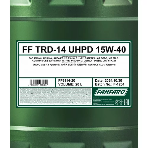 Motorový olej SCT - MANNOL FF6114-20 (SCT Mannol) - obr. 1