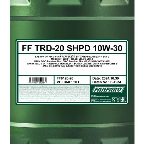 Motorový olej SCT - MANNOL FF6120-20 (SCT Mannol) - obr. 1