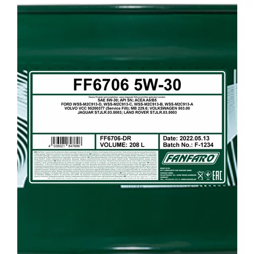 Motorový olej SCT - MANNOL FF6706-DR (SCT Mannol) - obr. 1