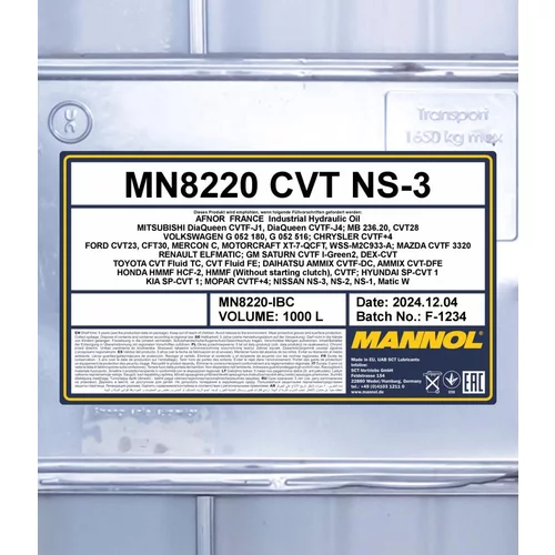 Olej do prevodovky SCT - MANNOL MN8220-IBC (SCT Mannol) - obr. 1