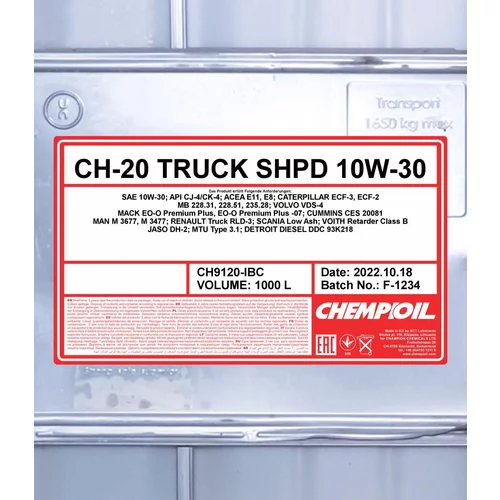 Motorový olej SCT - MANNOL CH9120-IBC (SCT Mannol) - obr. 1