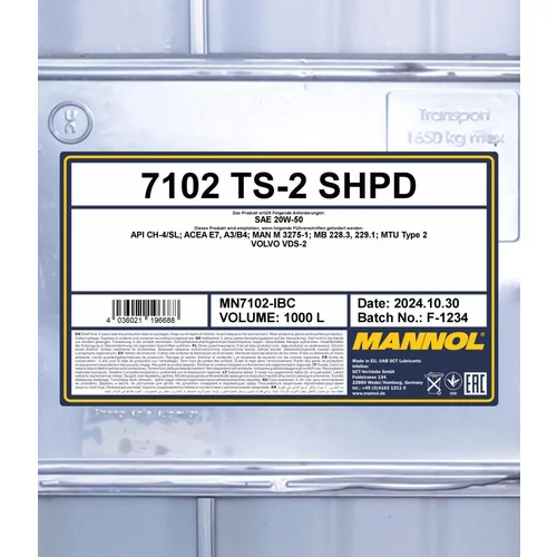 Motorový olej SCT - MANNOL MN7102-IBC (SCT Mannol) - obr. 1