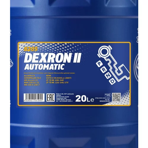 Prevodový olej MANNOL 8205 DEXRON II AUTOMATIC 20L (SCT Mannol) - obr. 1