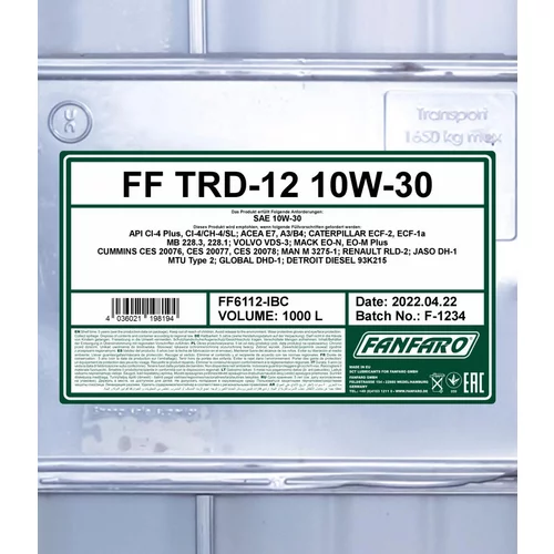 Motorový olej SCT - MANNOL FF6112-IBC (SCT Mannol) - obr. 1
