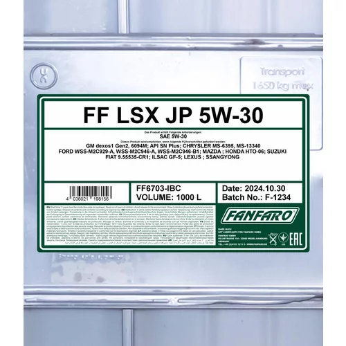 Motorový olej SCT - MANNOL FF6703-IBC (SCT Mannol) - obr. 1