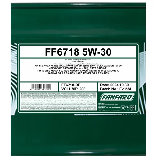 Motorový olej SCT - MANNOL FF6718-DR (SCT Mannol) - obr. 1