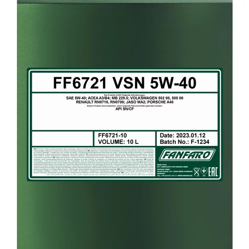 Motorový olej SCT - MANNOL FF6721-10 (SCT Mannol) - obr. 1