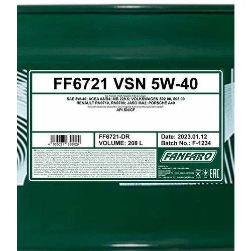Motorový olej SCT - MANNOL FF6721-DR (SCT Mannol) - obr. 1