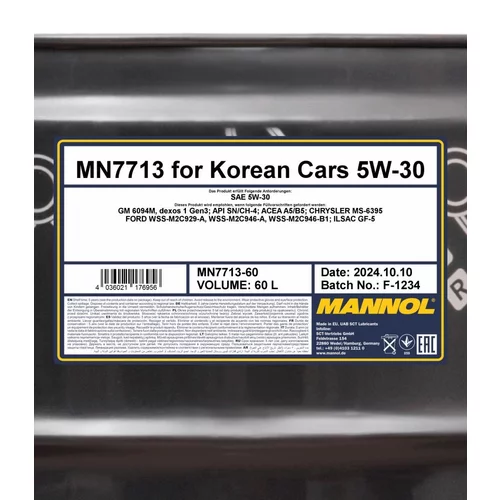 Motorový olej SCT - MANNOL MN7713-60 (SCT Mannol) - obr. 1