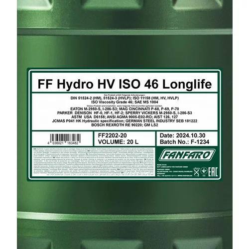 Hydraulický olej SCT - MANNOL FF2202-20 (SCT Mannol) - obr. 1
