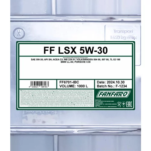 Motorový olej SCT - MANNOL FF6701-IBC (SCT Mannol) - obr. 1