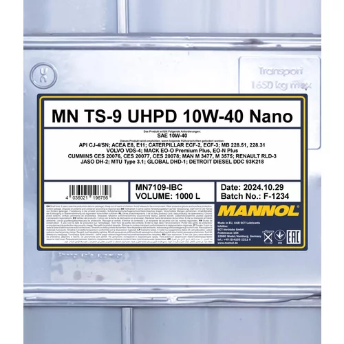 Motorový olej SCT - MANNOL MN7109-IBC (SCT Mannol) - obr. 1