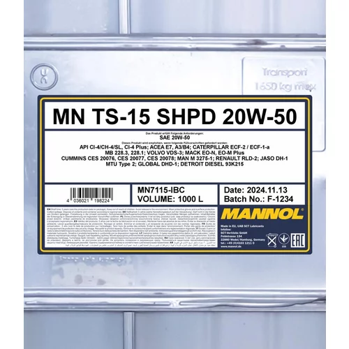 Motorový olej SCT - MANNOL MN7115-IBC (SCT Mannol) - obr. 1