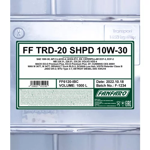Motorový olej SCT - MANNOL FF6120-IBC (SCT Mannol) - obr. 1