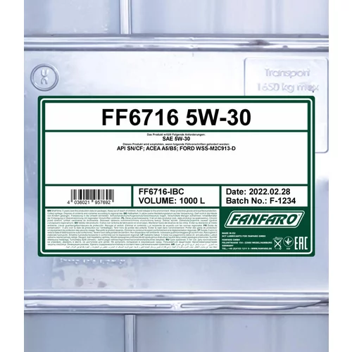 Motorový olej SCT - MANNOL FF6716-IBC (SCT Mannol) - obr. 1