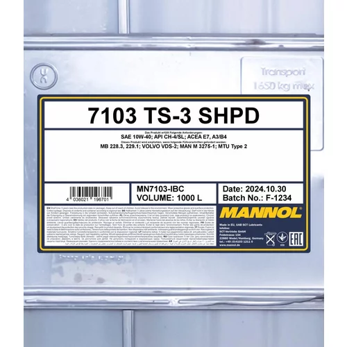 Motorový olej SCT - MANNOL MN7103-IBC (SCT Mannol) - obr. 1