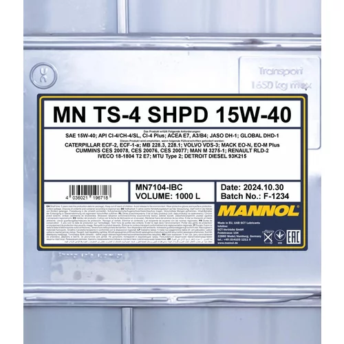 Motorový olej SCT - MANNOL MN7104-IBC (SCT Mannol) - obr. 1