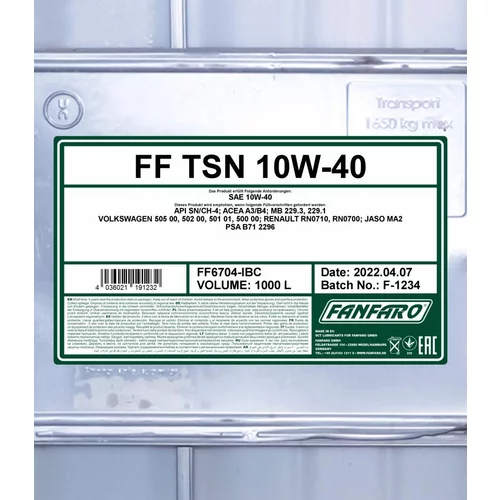 Motorový olej SCT - MANNOL FF6704-IBC (SCT Mannol) - obr. 1