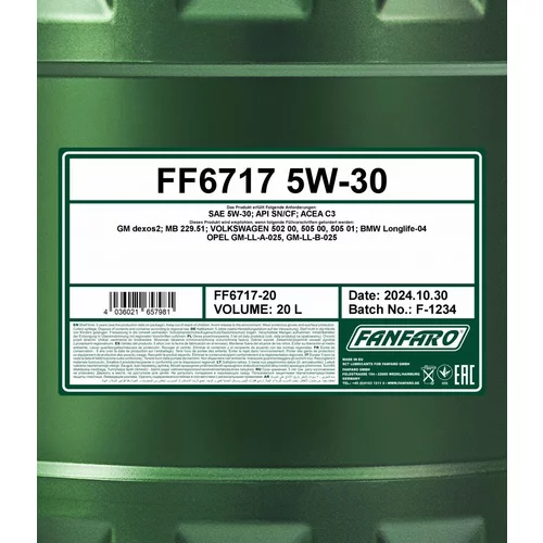 Motorový olej FF6717-20 /FANFARO/ - obr. 1