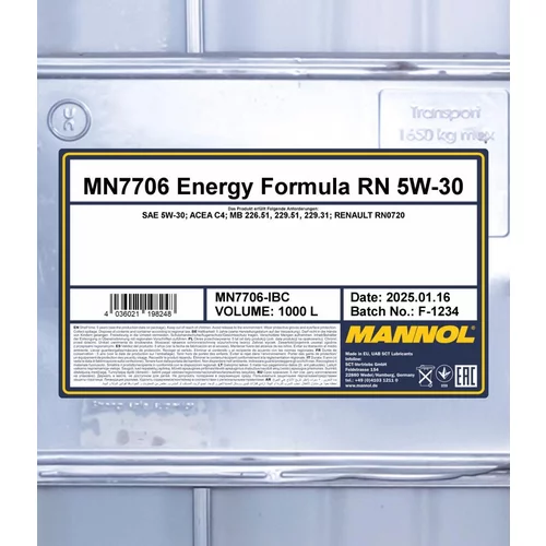 Motorový olej SCT - MANNOL MN7706-IBC (SCT Mannol) - obr. 1