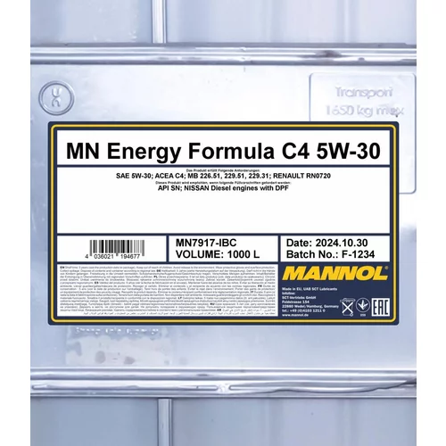 Motorový olej SCT - MANNOL MN7917-IBC (SCT Mannol) - obr. 1