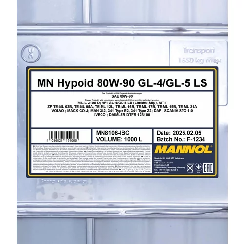 Olej do prevodovky SCT - MANNOL MN8106-IBC (SCT Mannol) - obr. 1