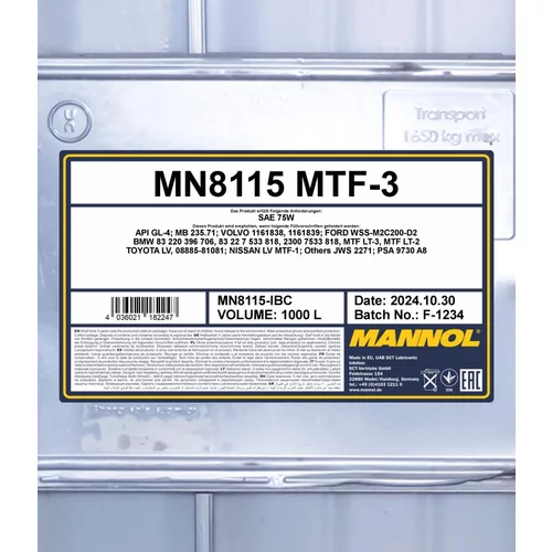 Olej do prevodovky SCT - MANNOL MN8115-IBC (SCT Mannol) - obr. 1