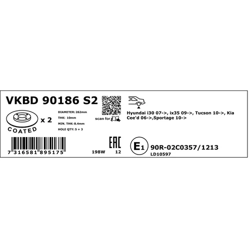 Brzdový kotúč VKBD 90186 S2 /SKF/ - obr. 3