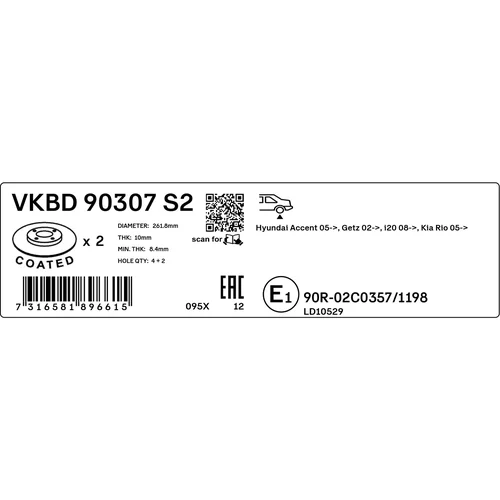 Brzdový kotúč VKBD 90307 S2 /SKF/ - obr. 2